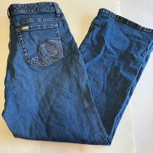 Lee Women's Curvy Fit Straight Jeans Size 16 Petite Medium Wash Pocket Design